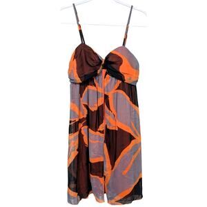 NWT Francesca's Criss Cross Halter tunic dress sz L Orange Floral